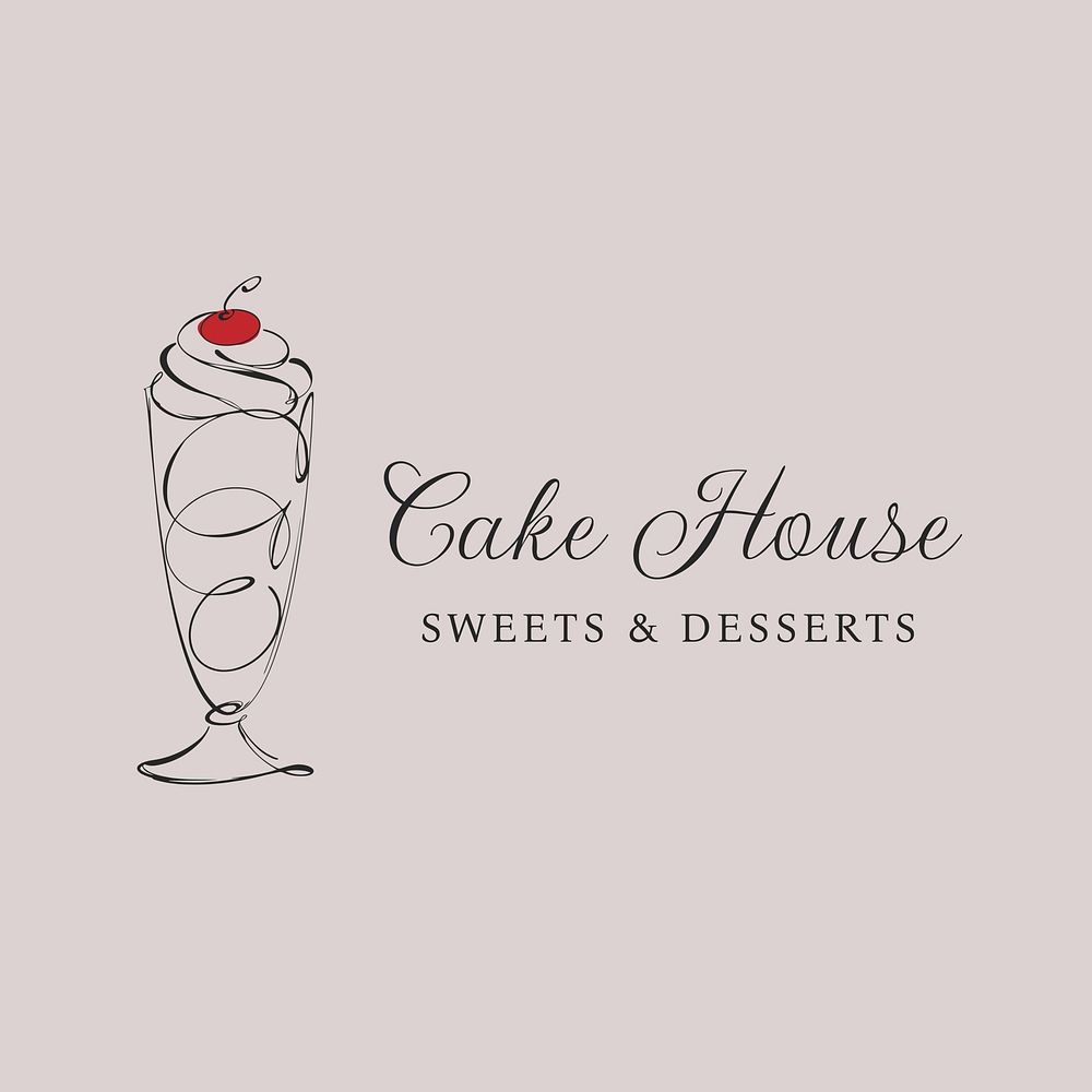Cafe house logo template, editable text