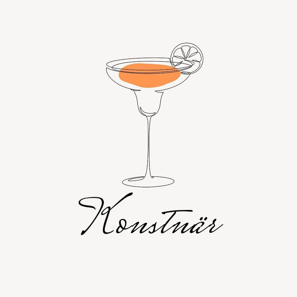 Cocktail bar logo template, editable text