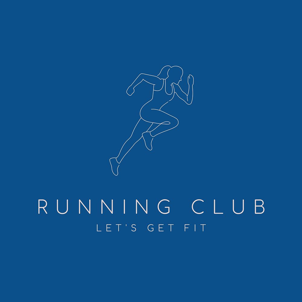 Running club logo template, minimal line art design
