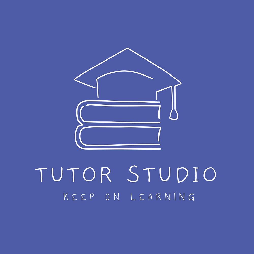 Tutor studio editable logo, minimal line art design
