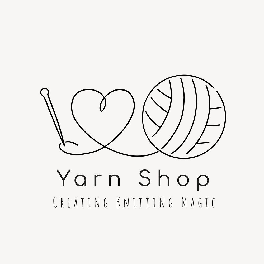 Yarn shop editable logo, minimal line art design