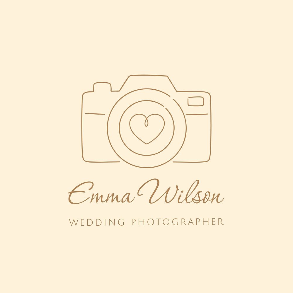 Wedding photographer logo, minimal line art design