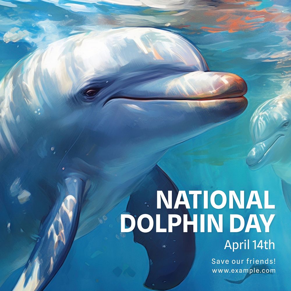 National dolphin day Instagram post template, editable text