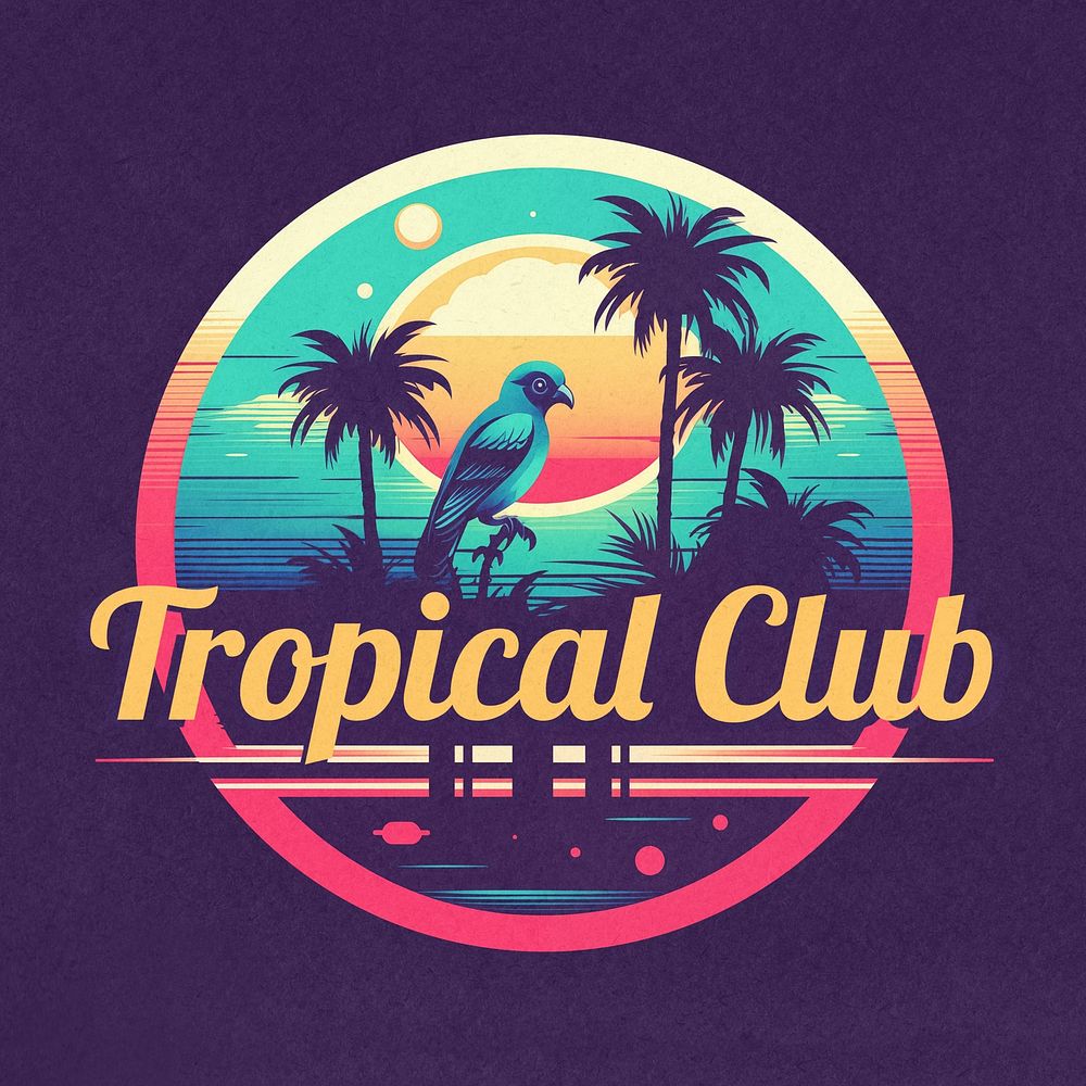 Tropical club vintage logo template
