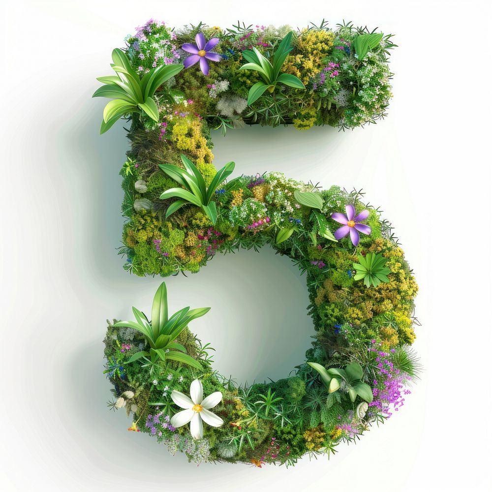 5 Number flower graphics pattern.