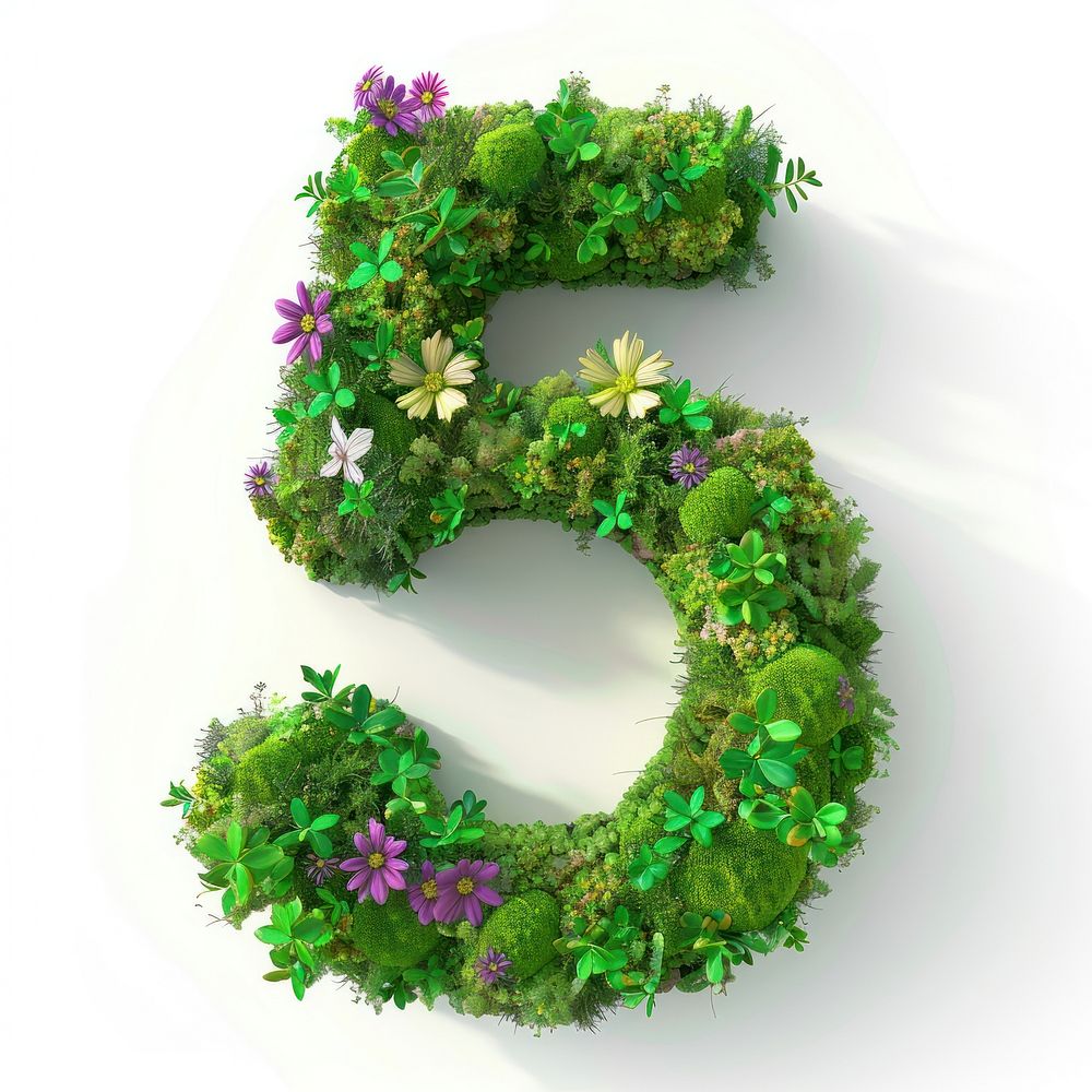 5 Number flower green graphics.