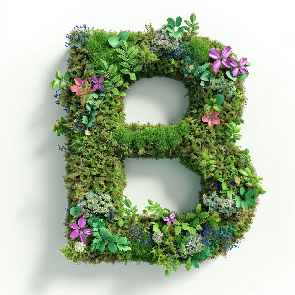 B letter moss wreath plant.