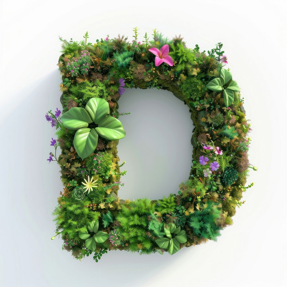 D letter green wreath plant.