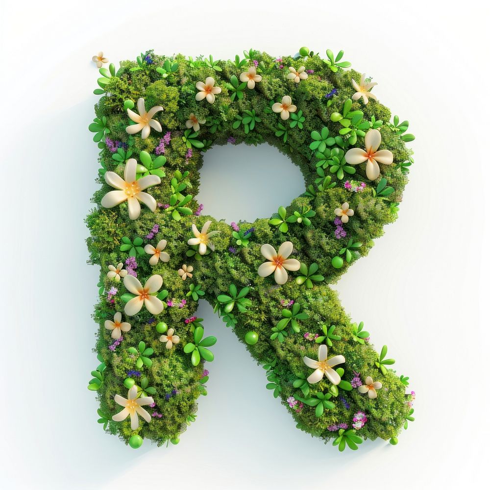 R letter flower green graphics.