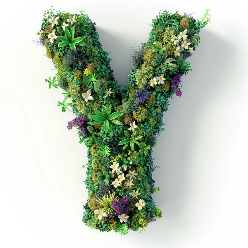 Y letter flower green moss.
