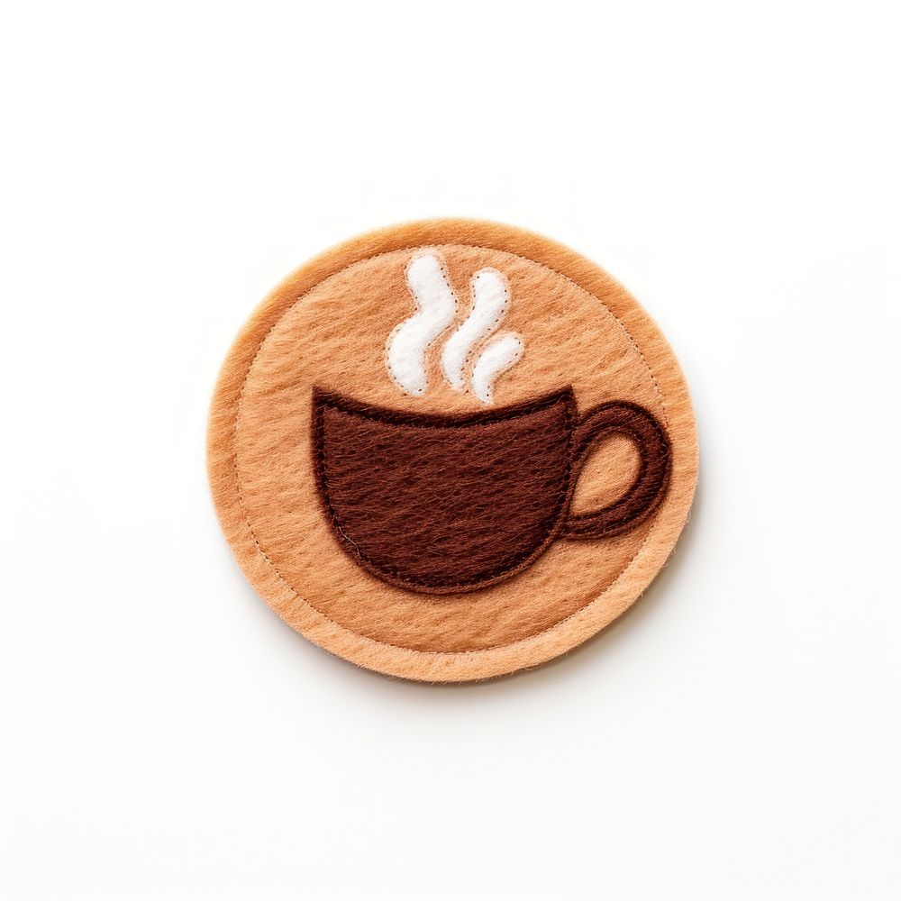 Felt stickers of a single coffee beverage clothing apparel.