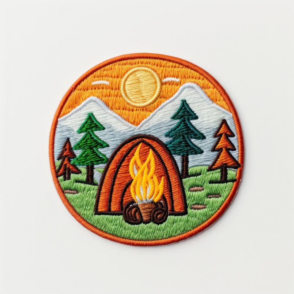 Felt stickers of a single camping symbol embroidery pattern.