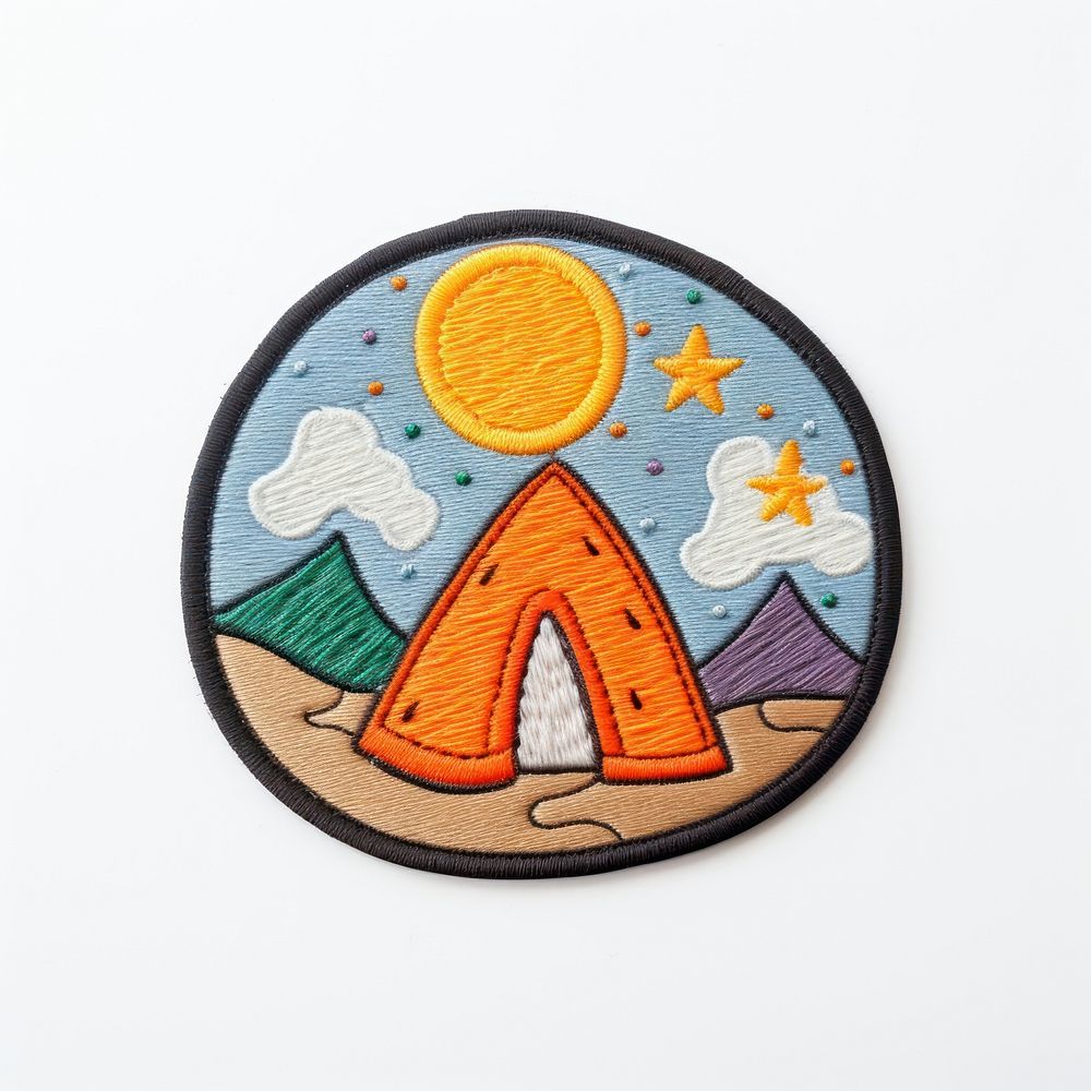 Felt stickers of a single camping symbol embroidery applique.