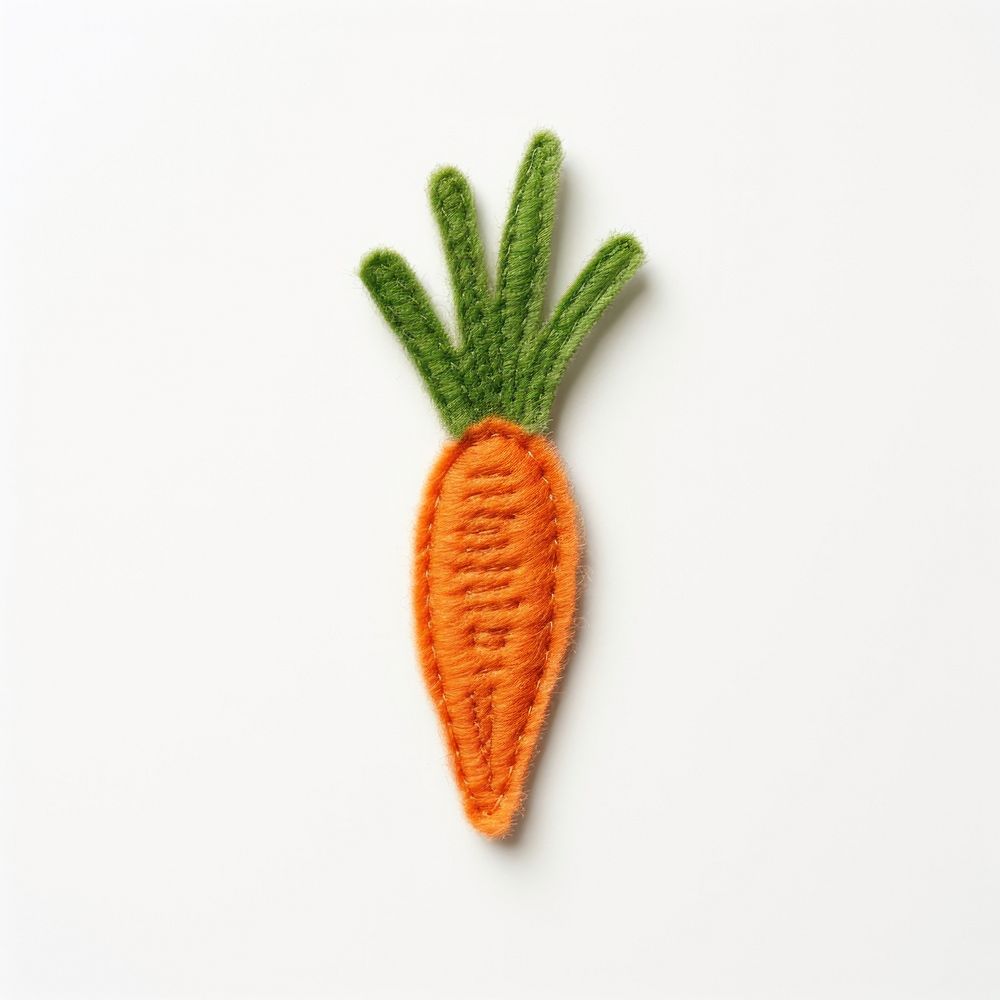 Felt stickers of a single carrot vegetable produce plant.