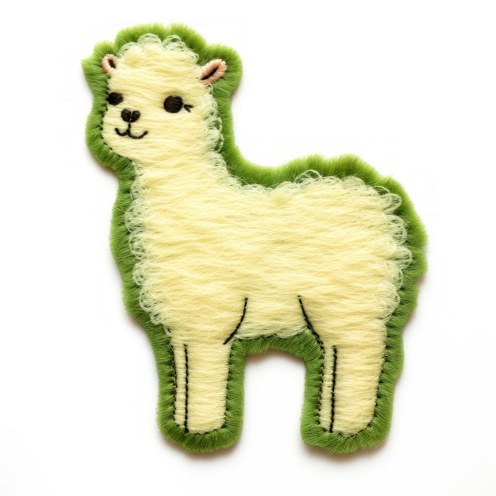 Felt stickers of a single alpaca animal mammal rug.