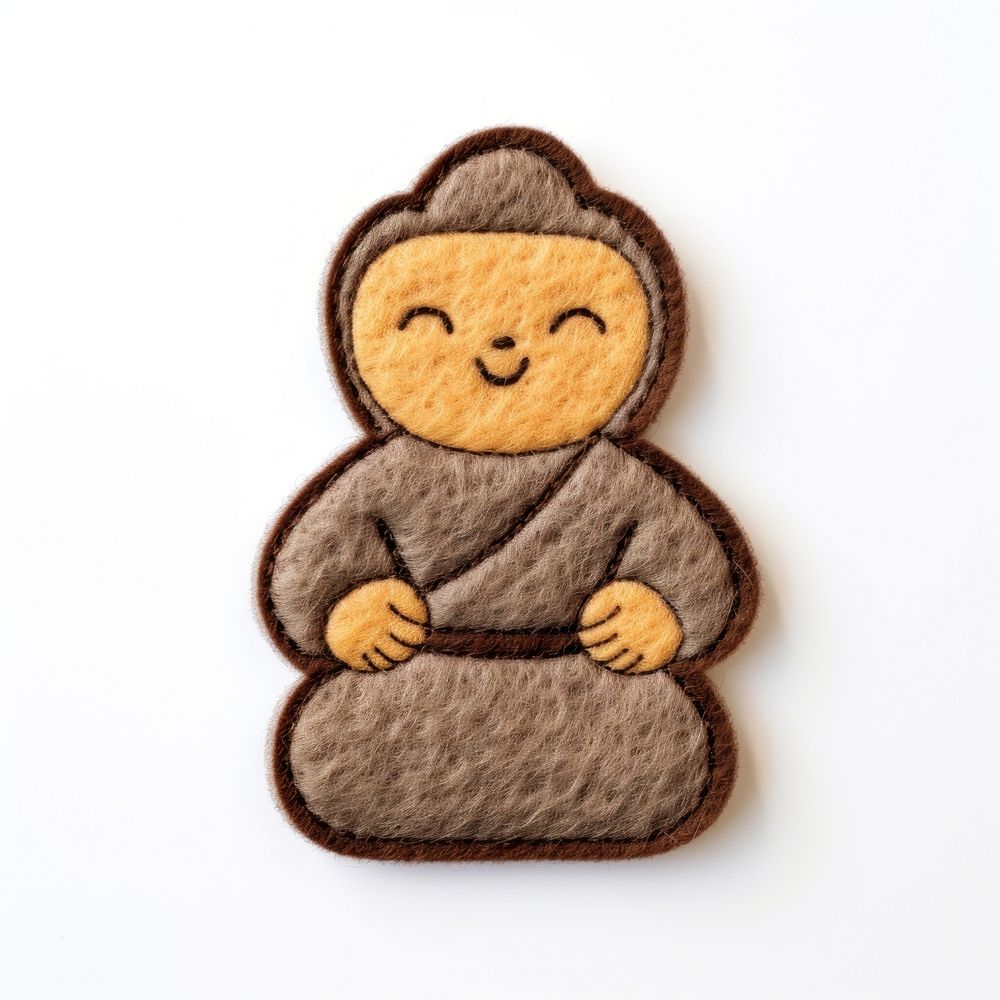 Felt stickers of a single buddha confectionery biscuit sweets.