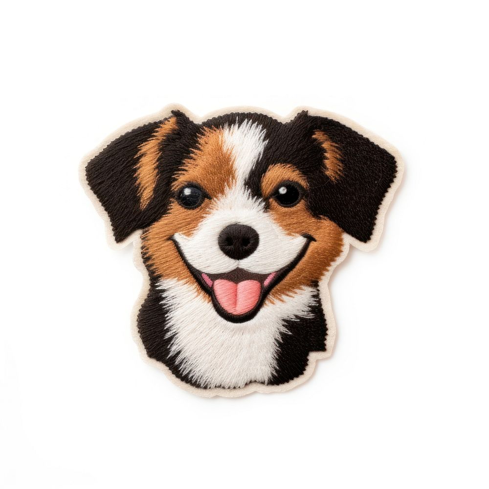 Felt stickers of a single happy dog animal canine mammal.
