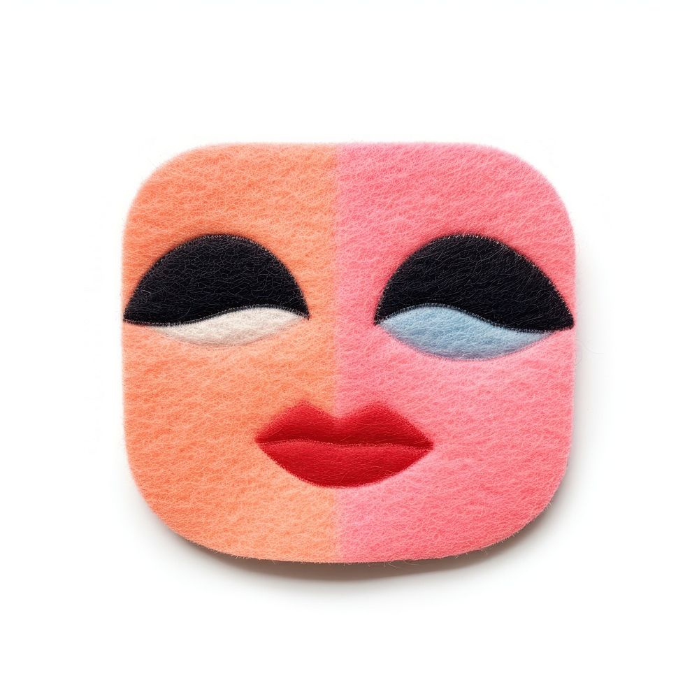 Felt stickers of a single makeup person human face.