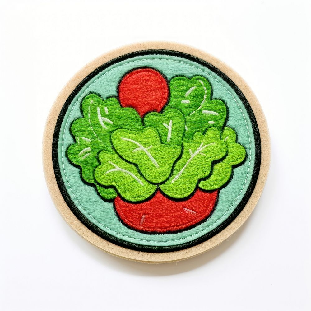 Felt stickers of a single salad symbol embroidery pattern.