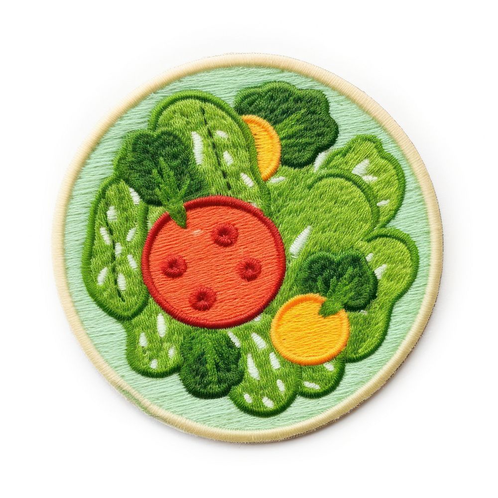 Felt stickers of a single salad embroidery applique pattern.