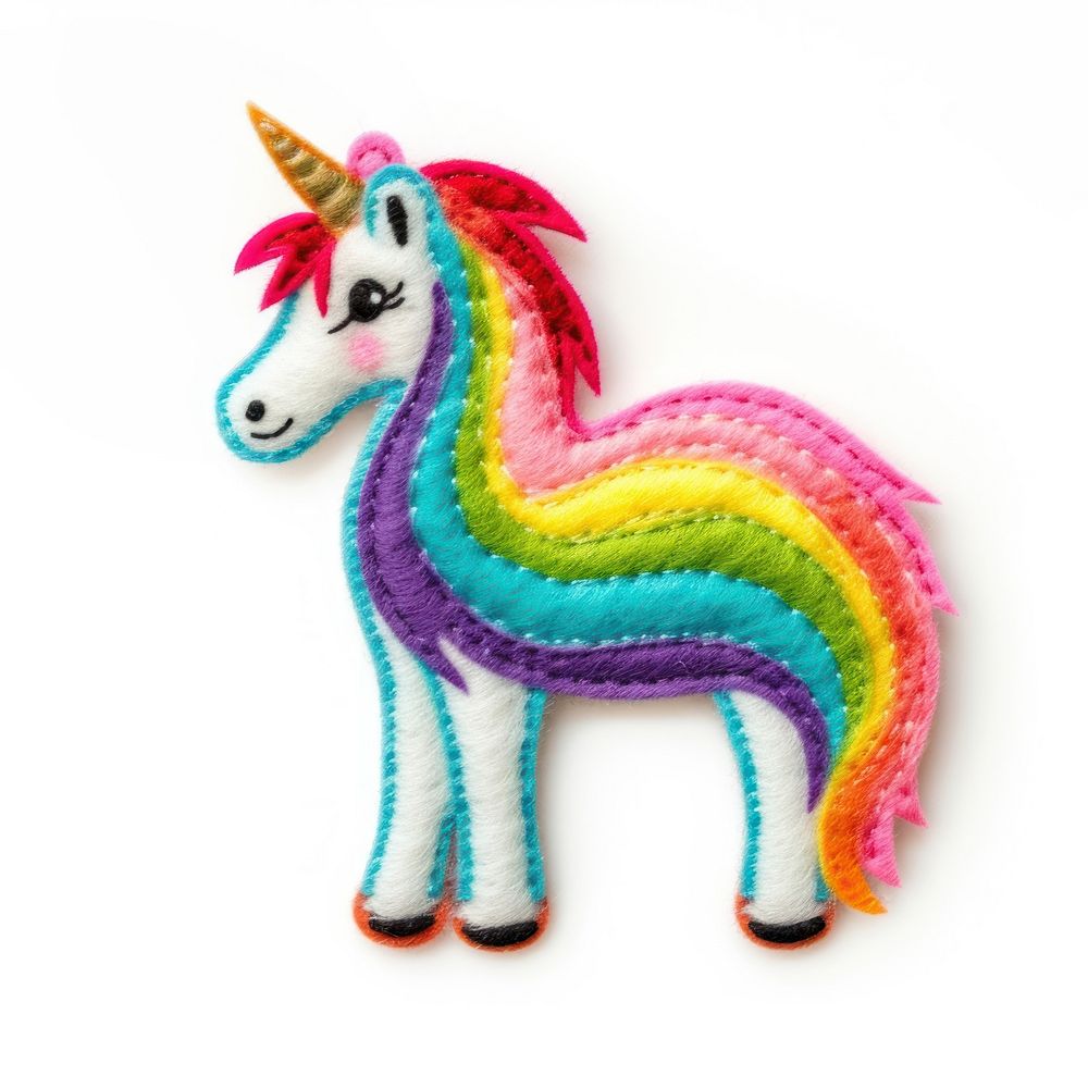 Felt stickers of a single unicorn handicraft pinata animal.