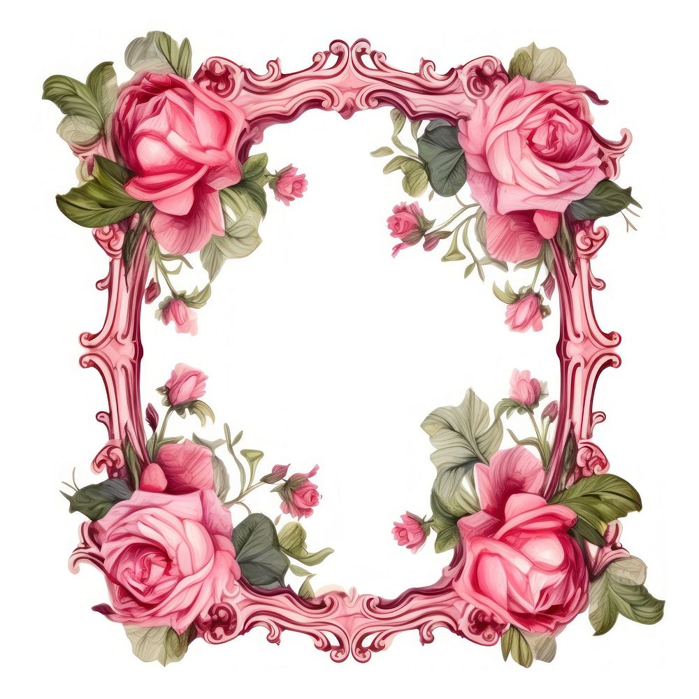 Rose frame graphics blossom pattern.