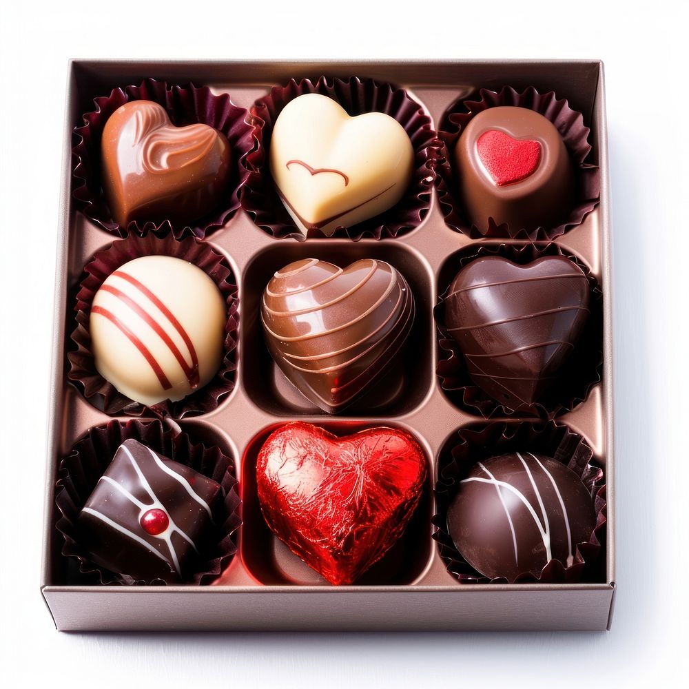 Heart shaped chocolated in a box confectionery accessories accessory.