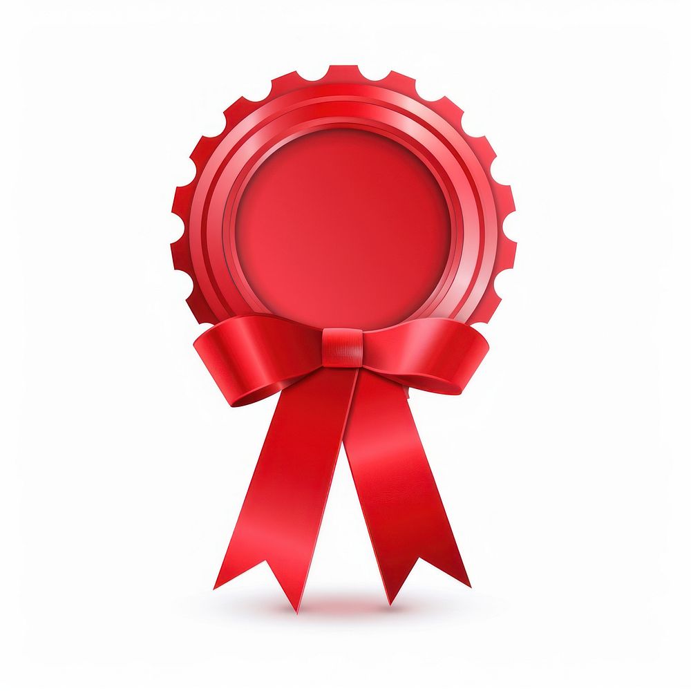 Bold red Ribbon award badge icon wax seal.