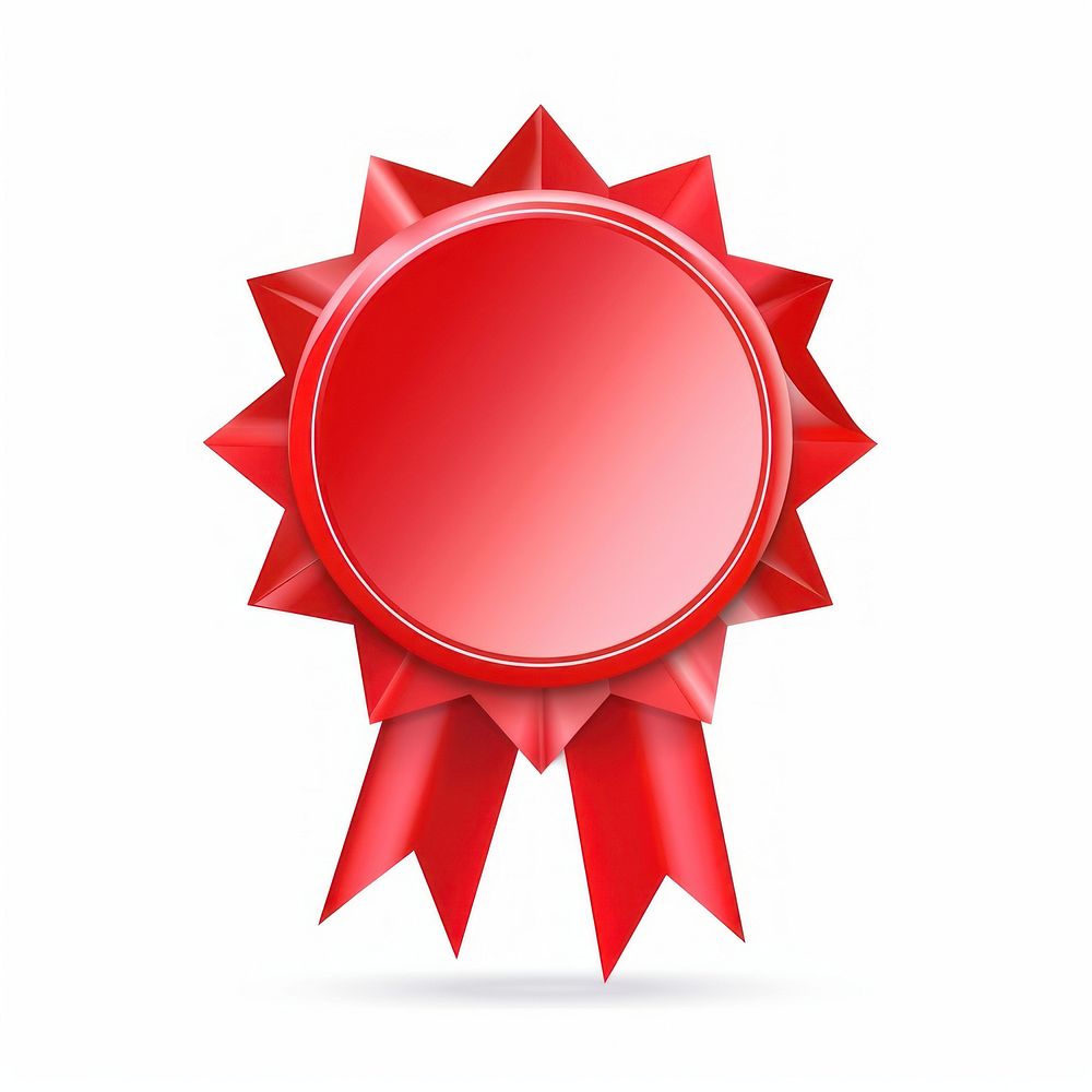 Bold red Ribbon award badge icon dynamite weaponry symbol.