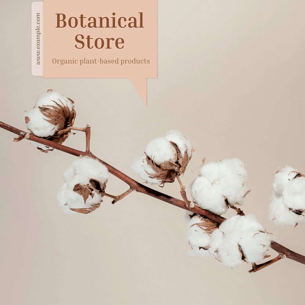 Botanical store Instagram post template, editable text
