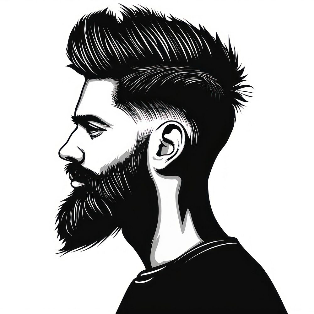 Illustration of haircut men head illustrated drawing.