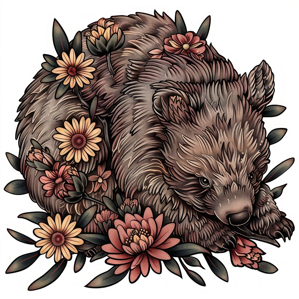 Illustration of a wombat wildlife animal mammal.