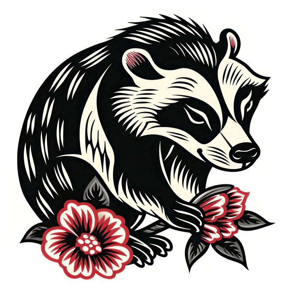 Illustration of a badger raccoon animal mammal.