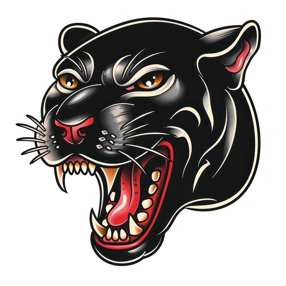 Tattoo illustration of a black panther wildlife dynamite weaponry.