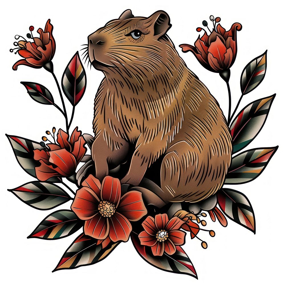 Illustration of a capybara wildlife animal mammal.