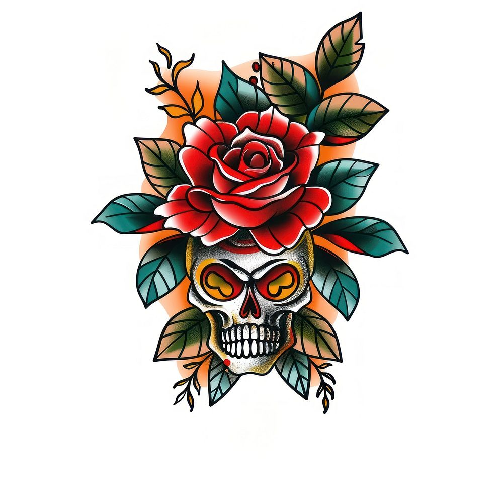 Tattoo illustration of a retro graphics pattern blossom.