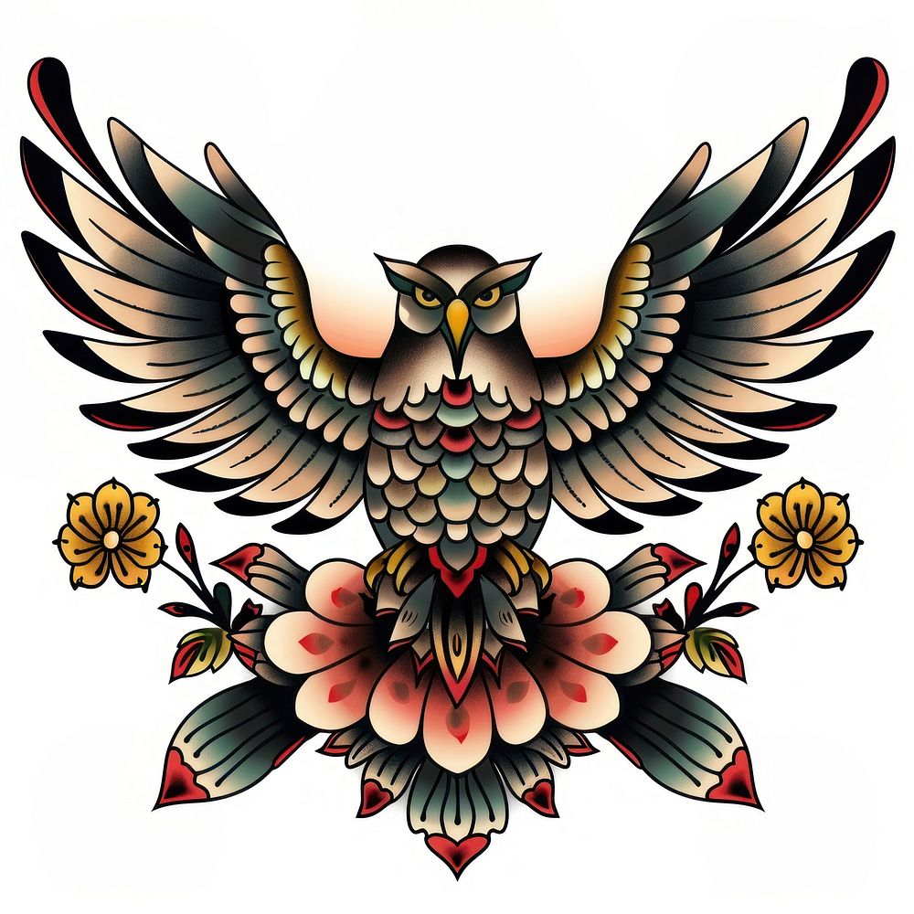 Tattoo illustration of a retro emblem symbol animal.