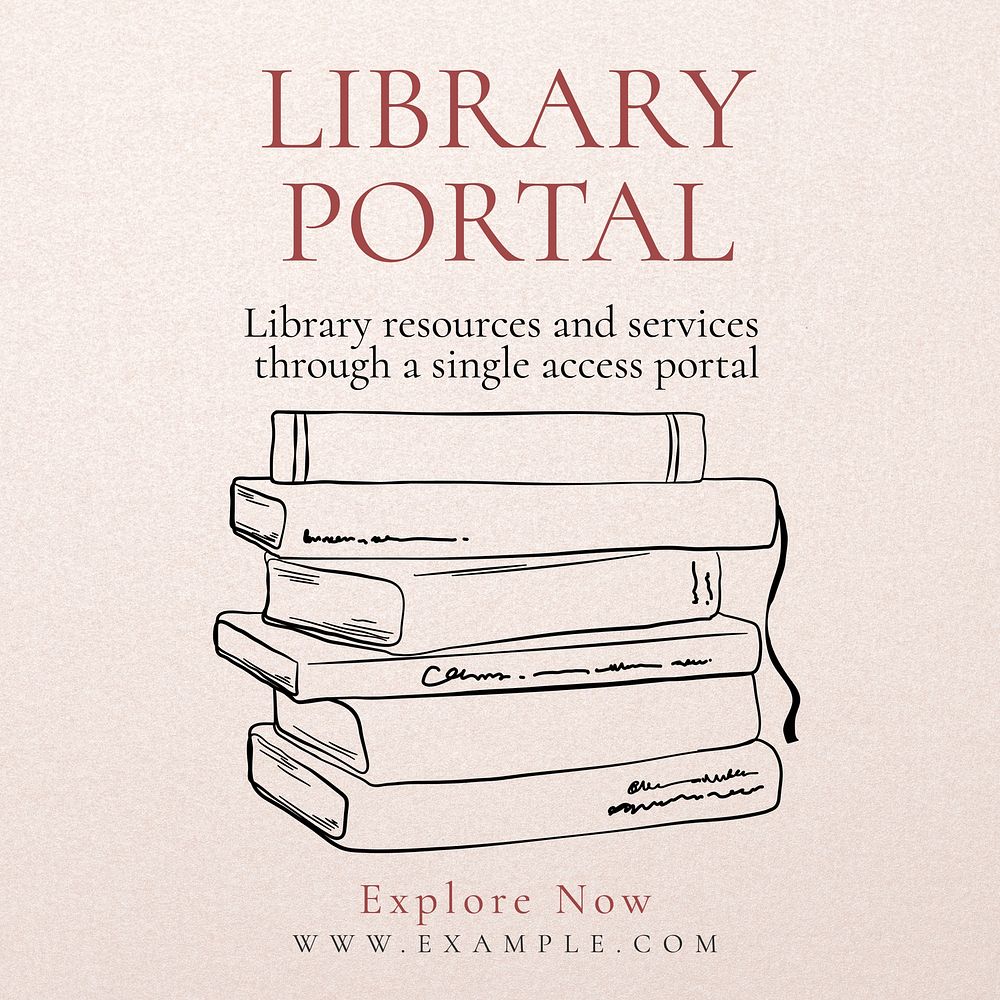 Library portal Instagram post template  