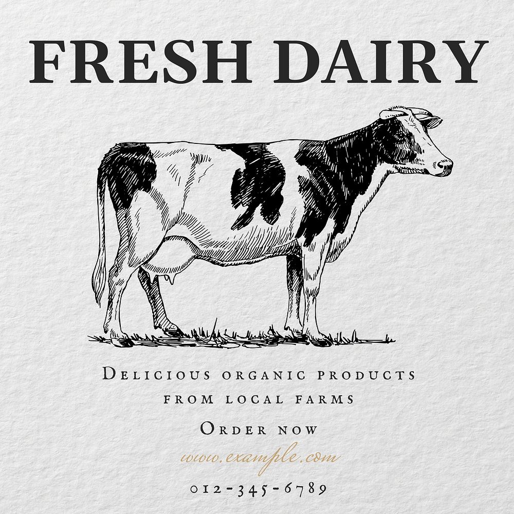 Fresh dairy products Instagram post template, editable text