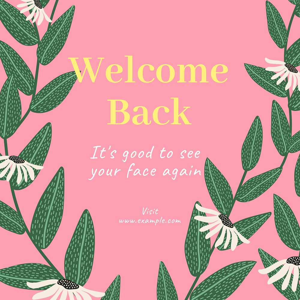 Welcome back Instagram post template