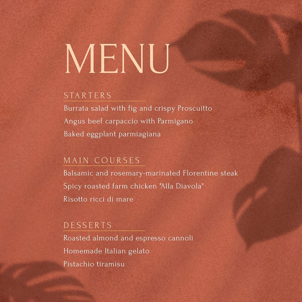 Menu Instagram post template