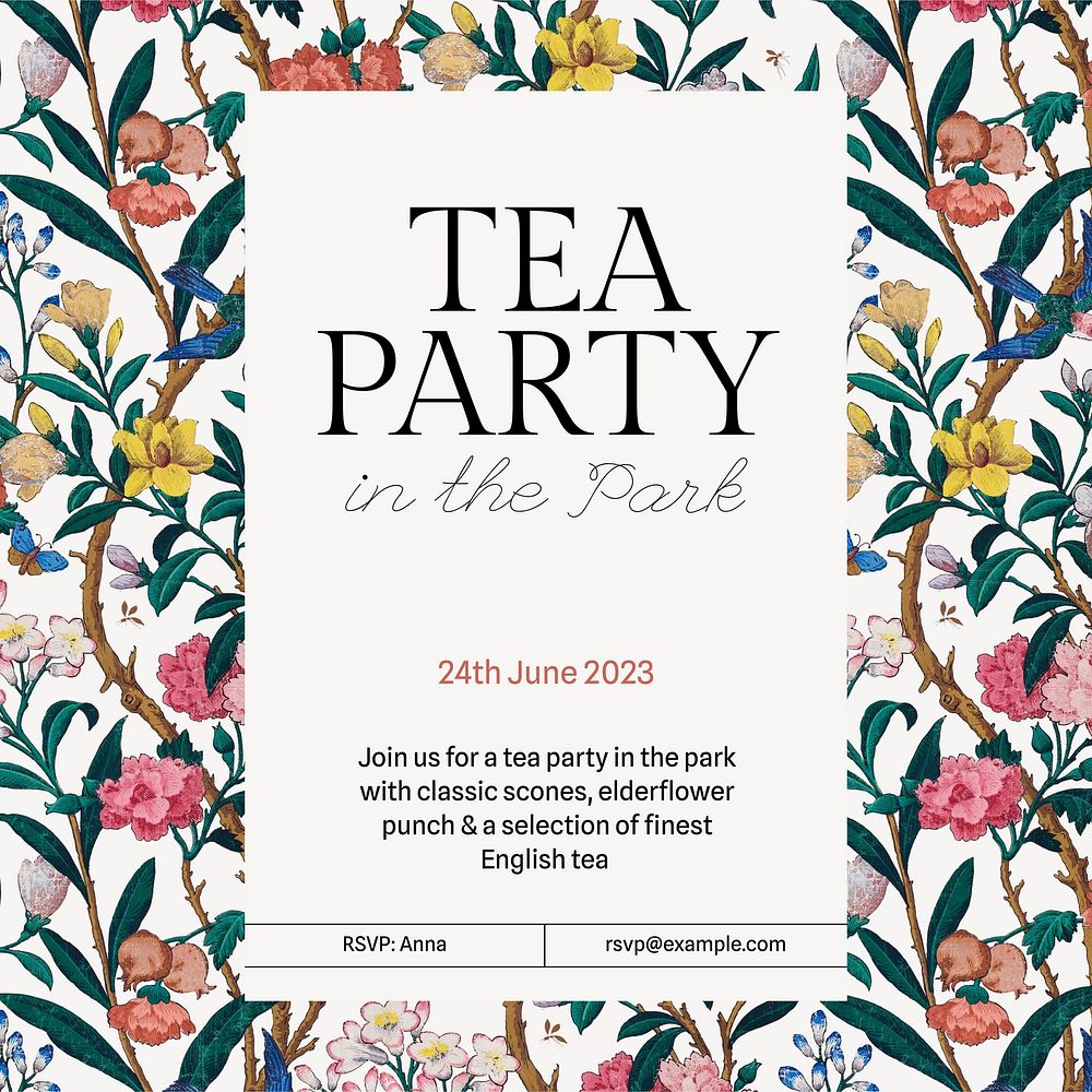 Tea party Instagram post template