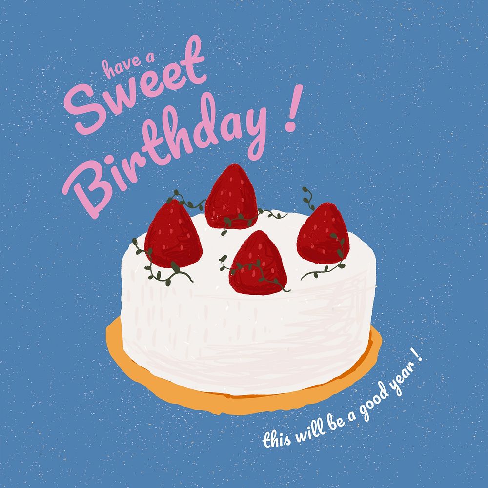 Birthday cake Instagram post template, cute design