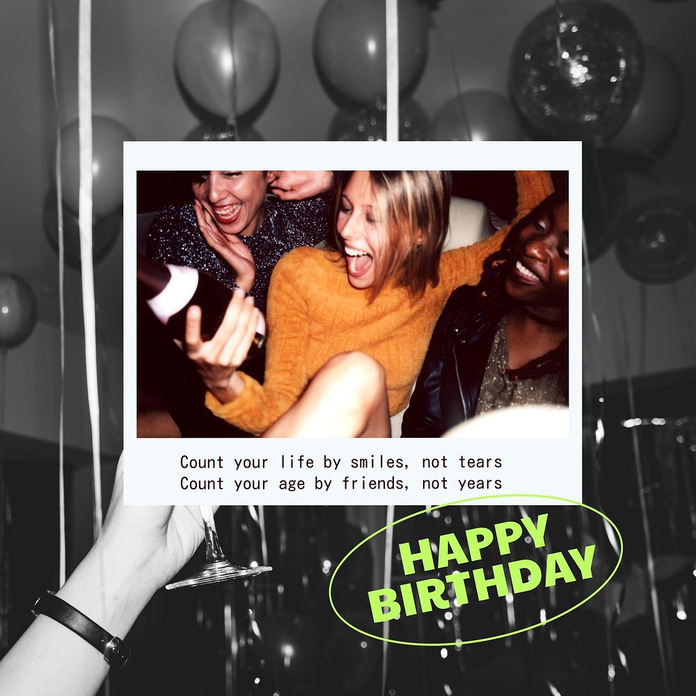 Birthday party Instagram post template, celebration photo