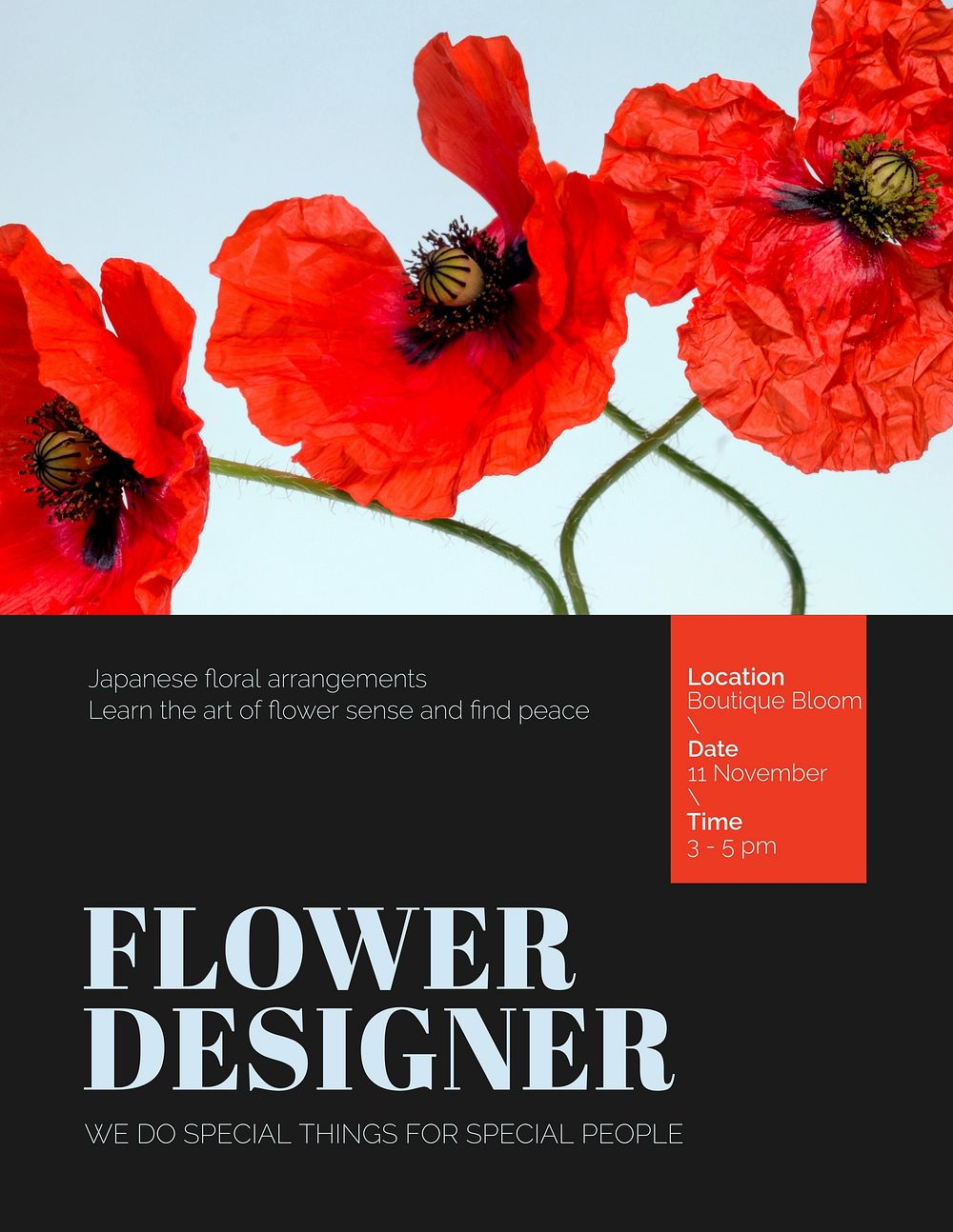 Aesthetic flower flyer editable template, event advertisement