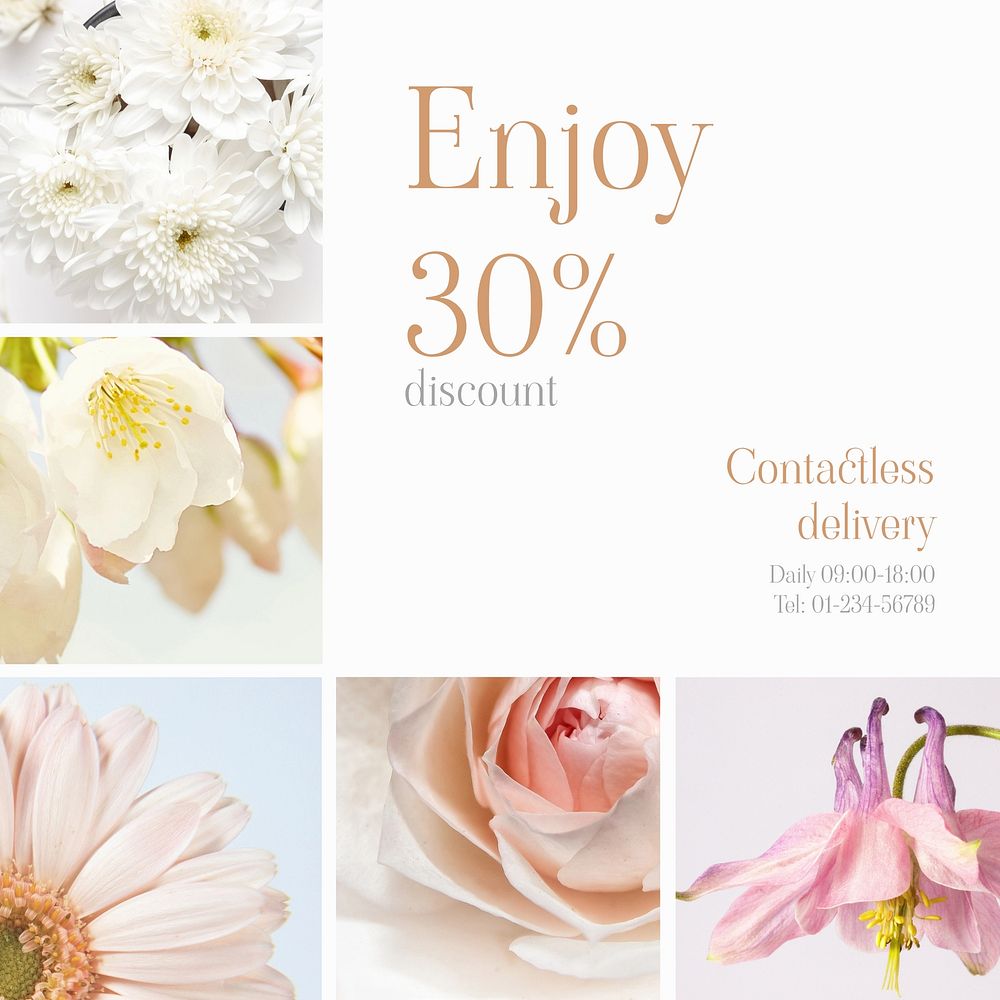 Flower collage Instagram post template sale ad