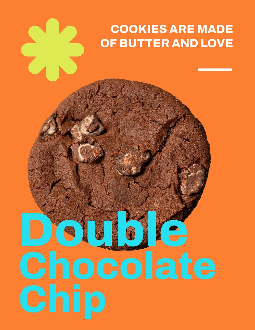 Chocolate cookie flyer editable template, dessert quote
