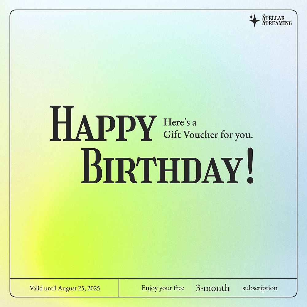 Birthday voucher Instagram post template