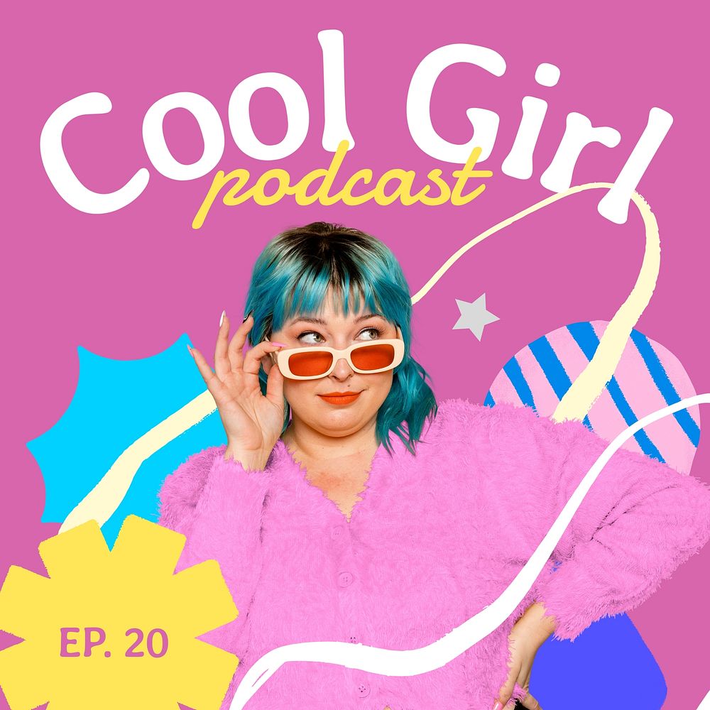 Cool girl podcast cover template