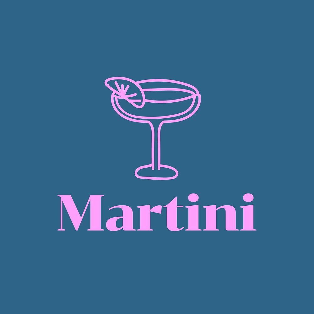 Martini cocktail business logo template